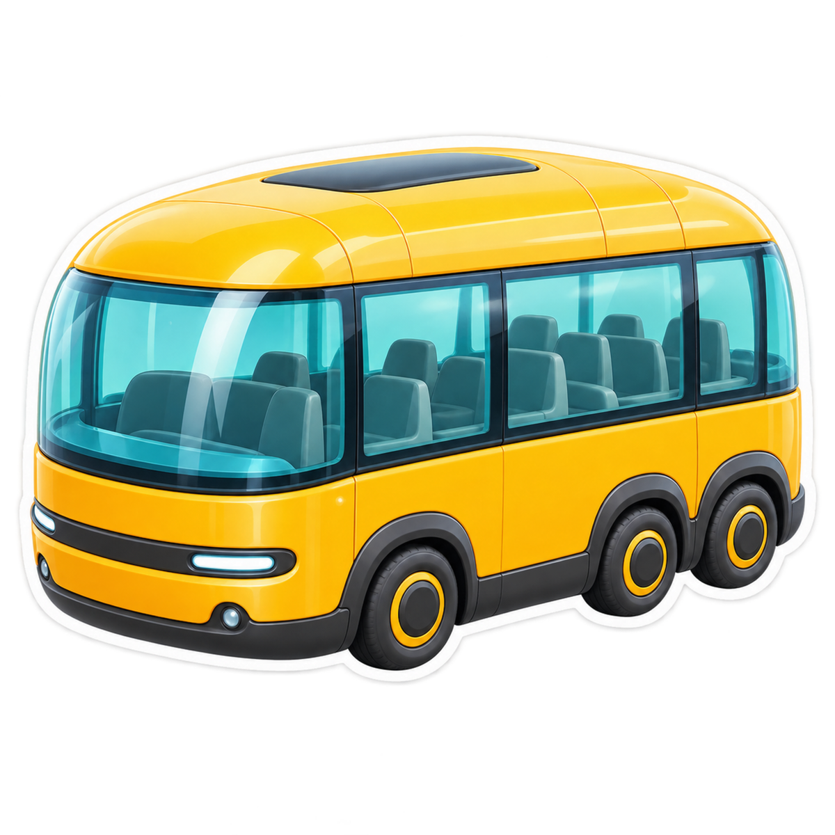 Yellow Capsule Bus Aqua Windows Art Vinyl Decal Stickers