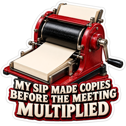 Red Hand Crank Paper Duplicator Art Vinyl Decal Stickers