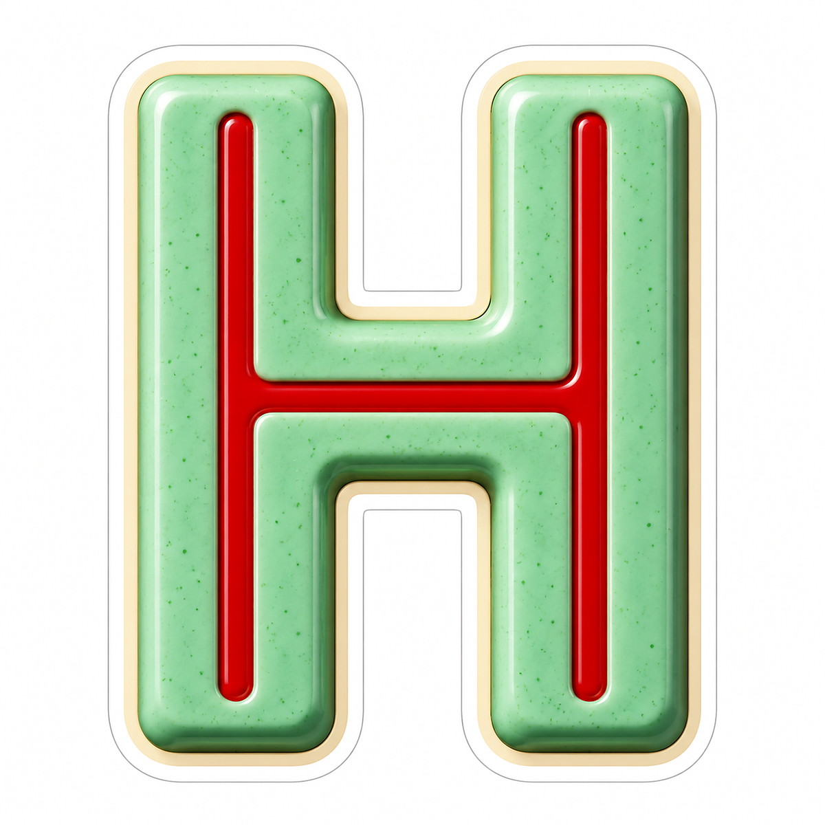 Mint Green Letter H with Red Line Art Vinyl Decal Stickers