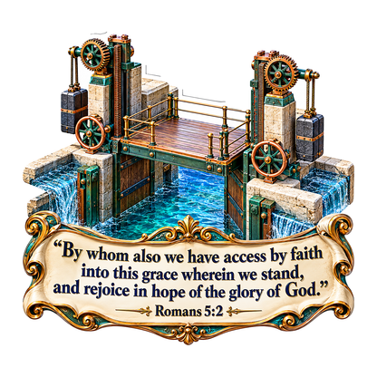 Canal Lock Gates and Blue Water with Verse Vinyl Decal Stickers