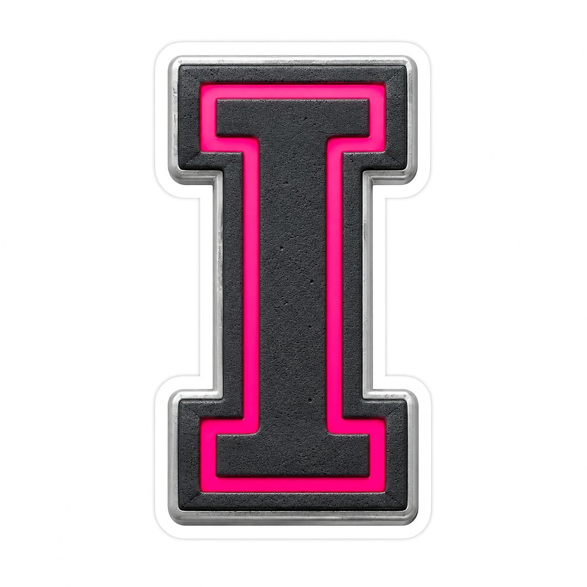 Charcoal Pixel Letter I with Pink Line Art Vinyl Decal Stickers