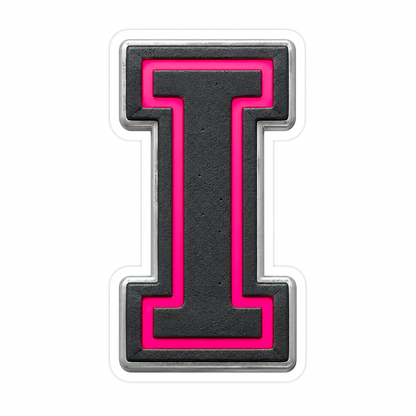 Charcoal Pixel Letter I with Pink Line Art Vinyl Decal Stickers