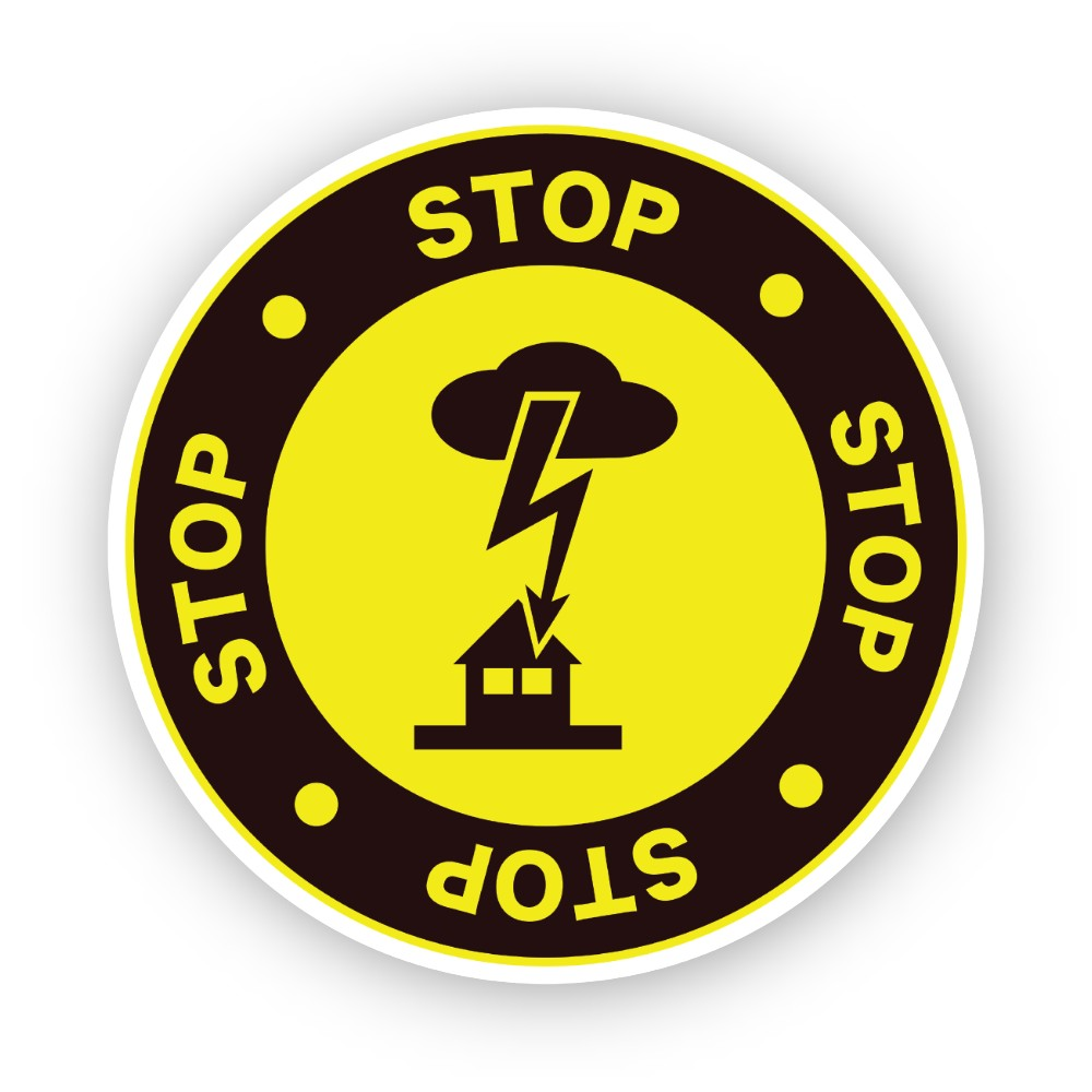 Yellow Stop Ring Cloud House Bolt Circle Vinyl Decal Stickers