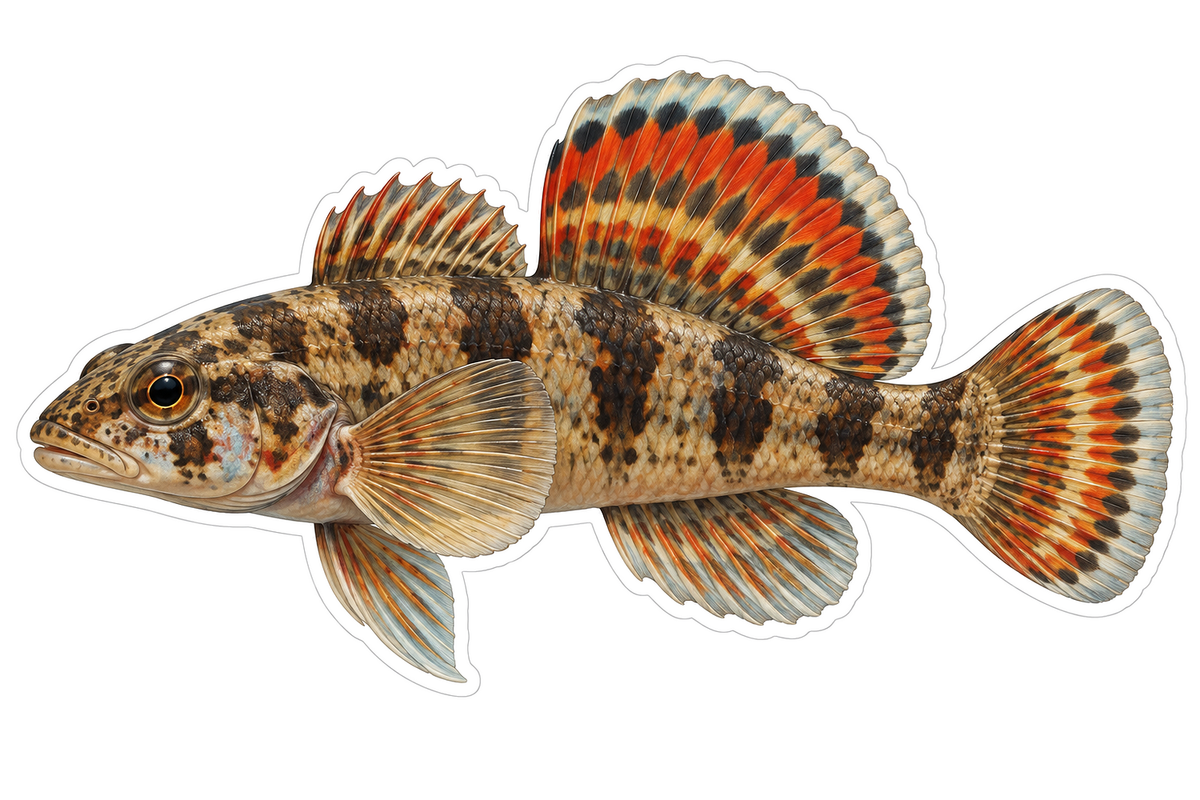 Brown Fantail Darter Tall Rounded Fin Vinyl Decal Stickers