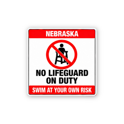 Red Nebraska Lifeguard Text Portrait Vinyl Decal Stickers