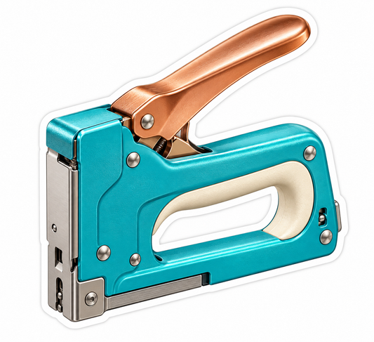 Teal Staple Gun with Copper Handle Vinyl Decal Stickers