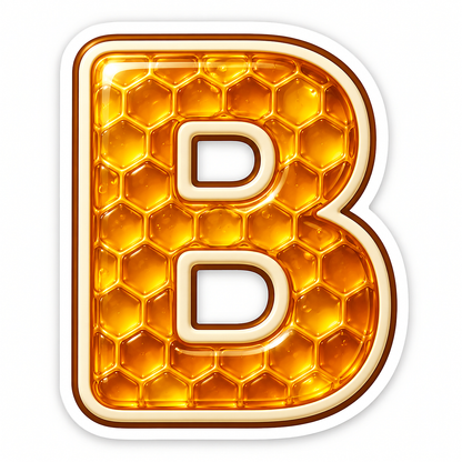 Golden Honeycomb Letter B with Ivory Edge Art Vinyl Decal Stickers