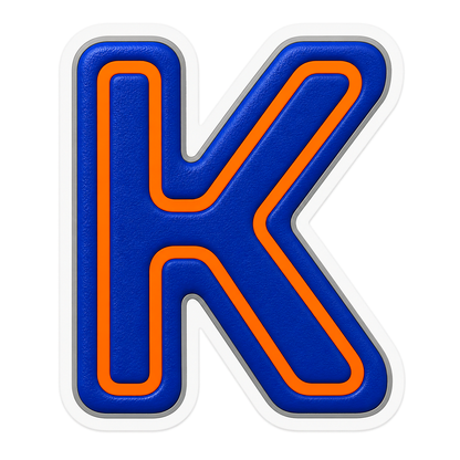 Blue Orange Line Letter K Art Vinyl Decal Stickers