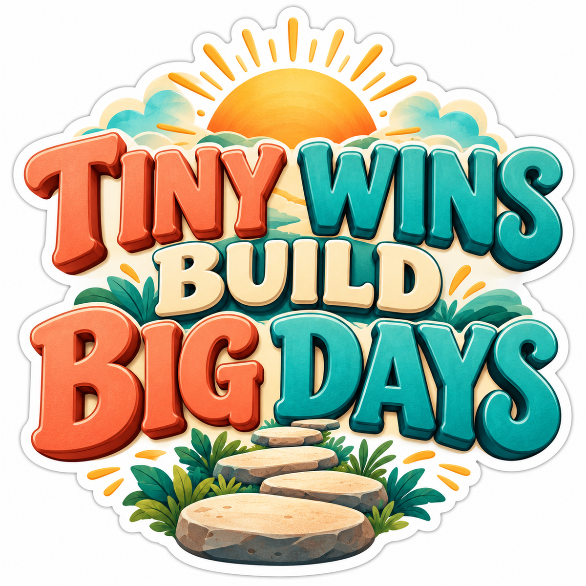 Sunrise Tiny Wins Build Big Days Vinyl Decal Stickers