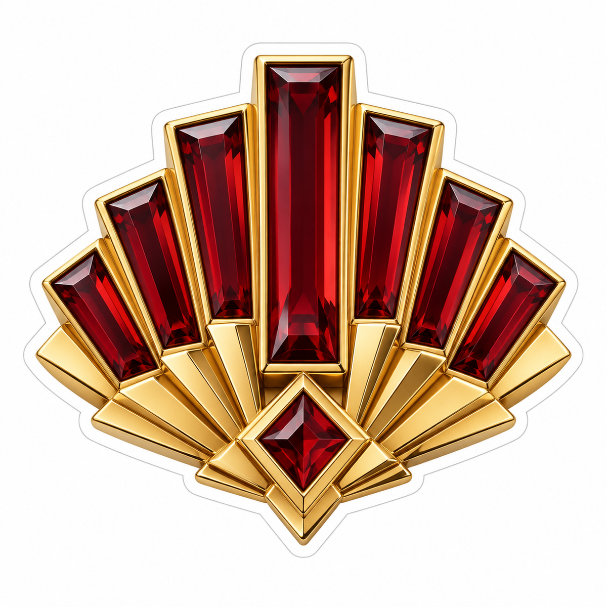 Ruby Red Geometric Fan in Golden Frame Vinyl Decal Stickers
