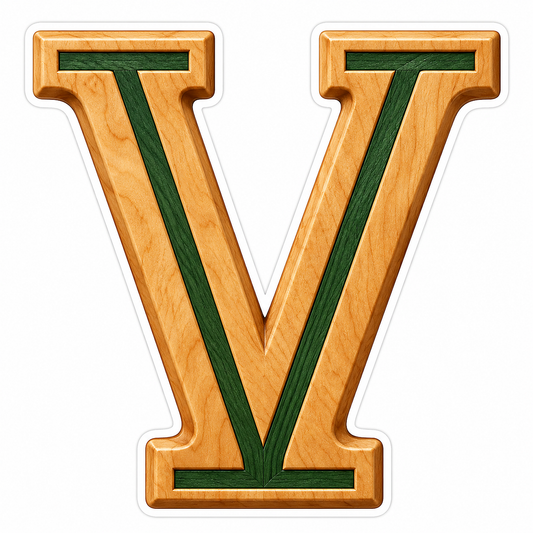 Honey Wood Green Inlay Letter V Art Vinyl Decal Stickers