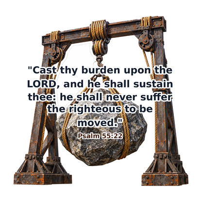 Timber Hoist Holding Boulder with Psalm Vinyl Decal Stickers