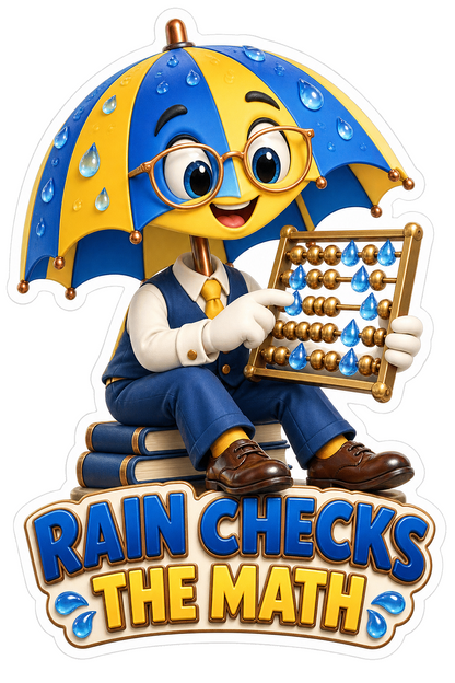 Blue Yellow Umbrella Character with Abacus Art Vinyl Decal Stickers