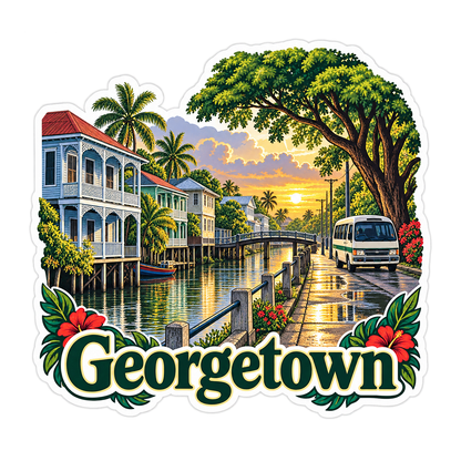 Georgetown Rainy Canal Art Vinyl Decal Stickers