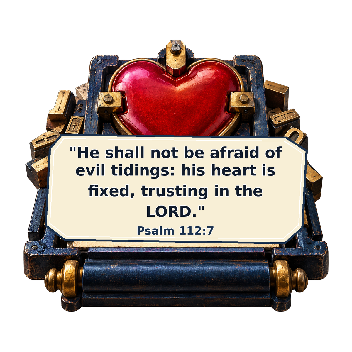 Red Heart in Metal Frame with Psalm Plaque Vinyl Decal Stickers