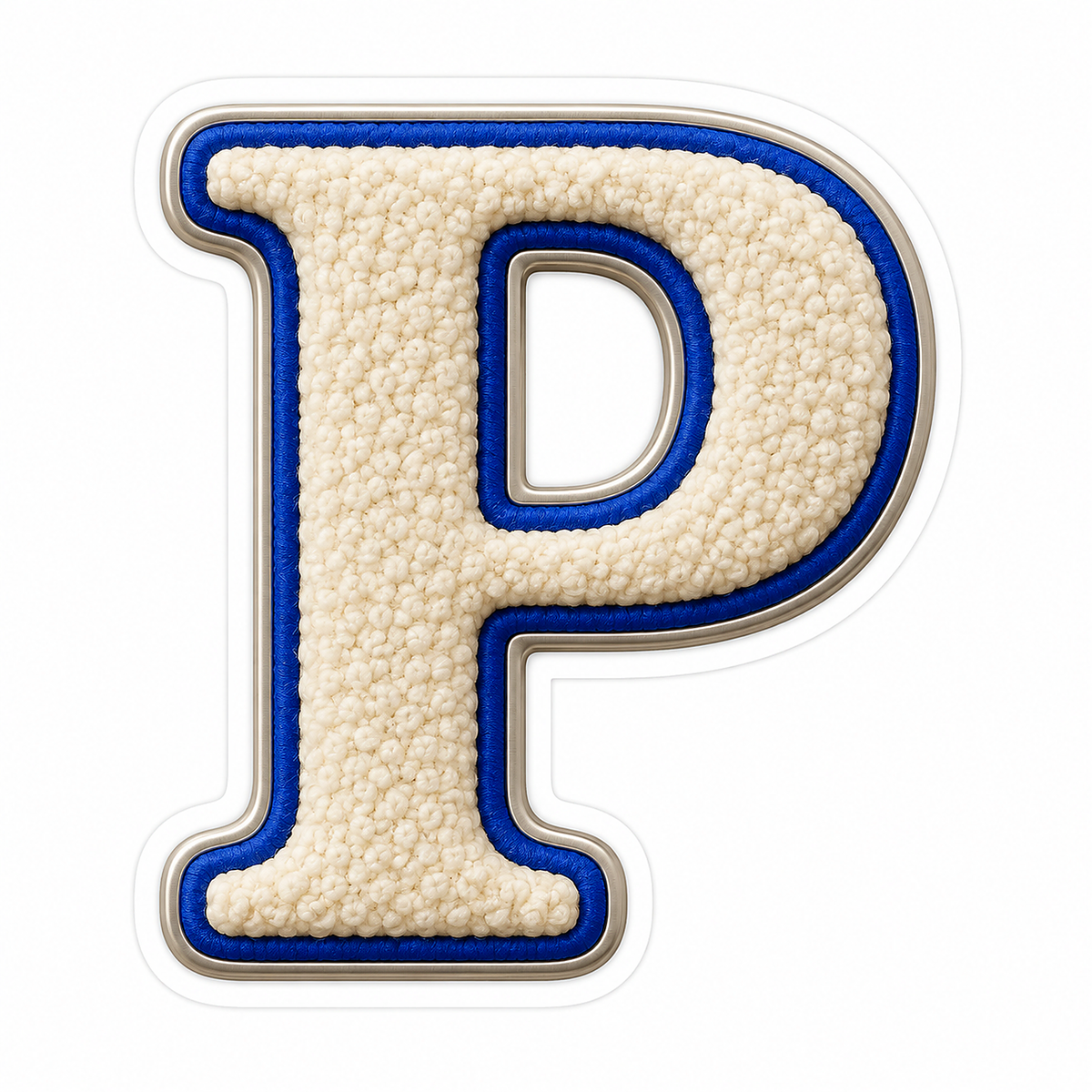 Cream Loop Texture Blue Trim Letter P Vinyl Decal Stickers