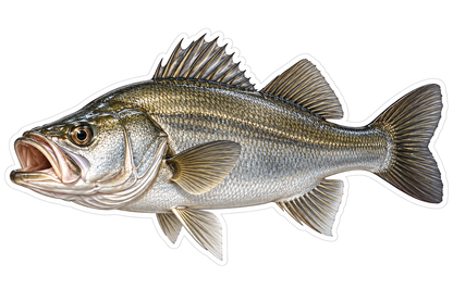 Silver Olive Fish with Wide Open Mouth Vinyl Decal Stickers