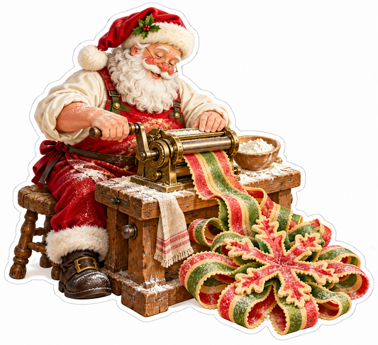 Santa Rolling Red Green Striped Dough Vinyl Decal Stickers