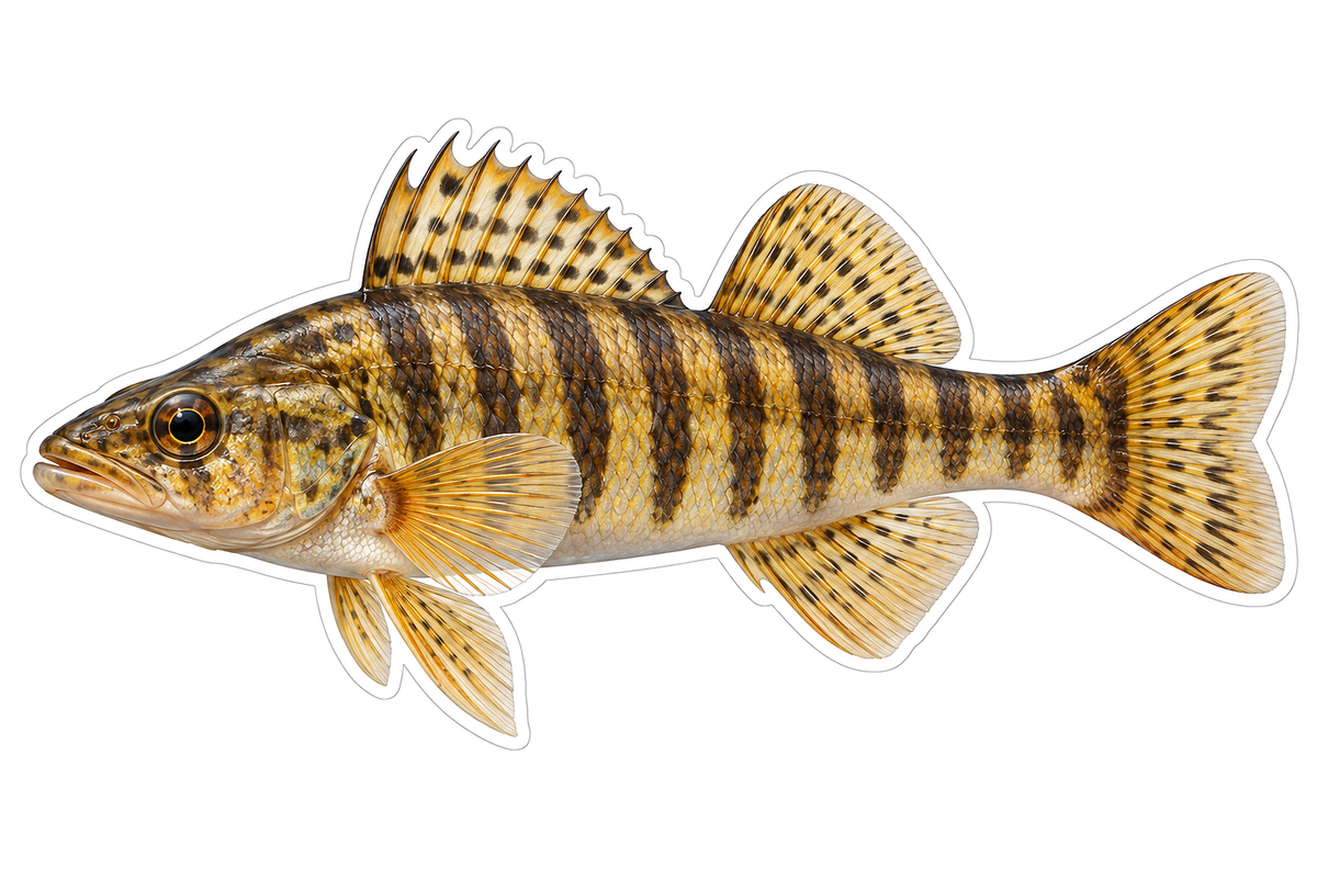 Golden Logperch with Narrow Dark Bands Vinyl Decal Stickers