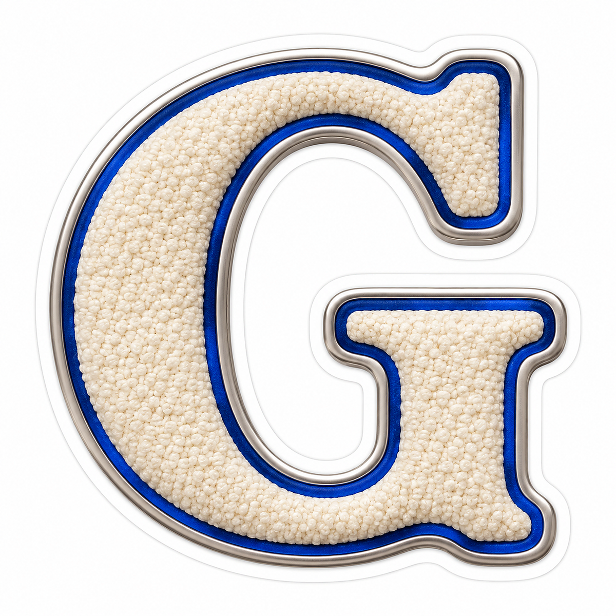 Cream Loop Texture Blue Trim Letter G Vinyl Decal Stickers