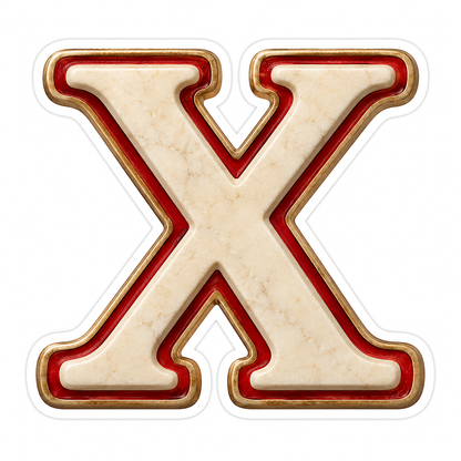 Cream Stone Letter X with Red Inset Art Vinyl Decal Stickers