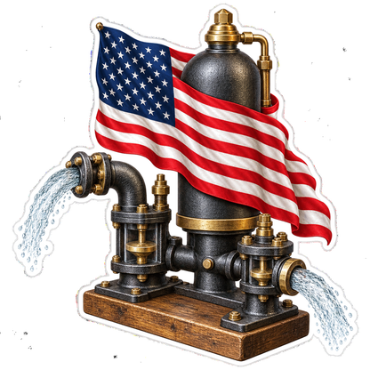 American Flag Antique Water Pump Art Vinyl Decal Stickers