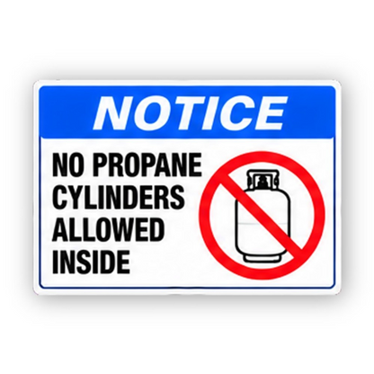 Blue No Propane Crossed Cylinder Panel Vinyl Decal Stickers
