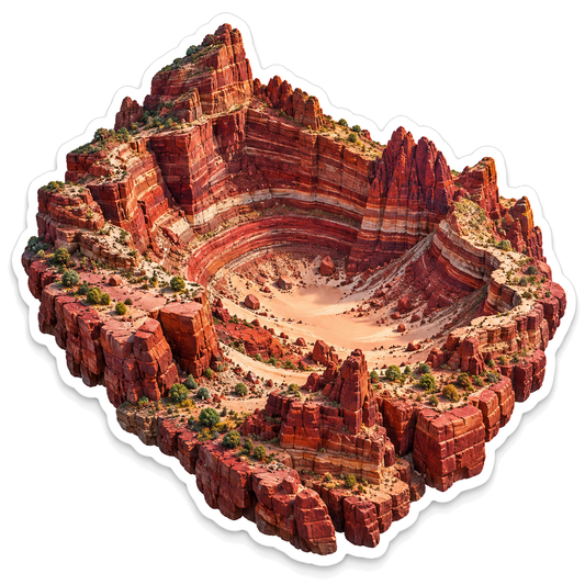 Red Layered Rock Bowl with Desert Spires Vinyl Decal Stickers