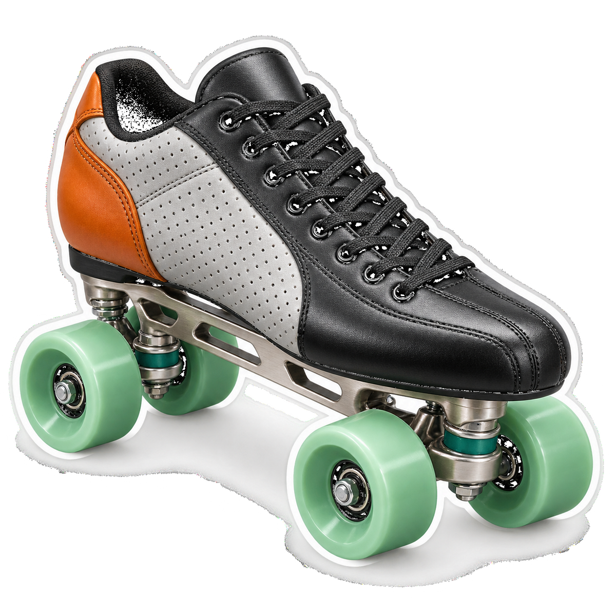 Black Silver Skate with Mint Wheels Vinyl Decal Stickers