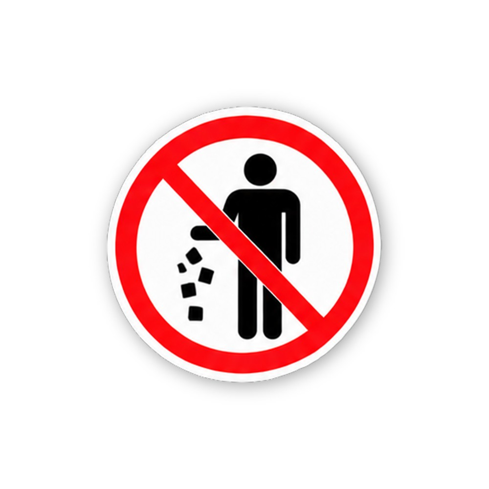 Red Crossed Littering Figure Small Circle Vinyl Decal Stickers