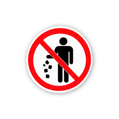 Red Crossed Littering Figure Small Circle Vinyl Decal Stickers