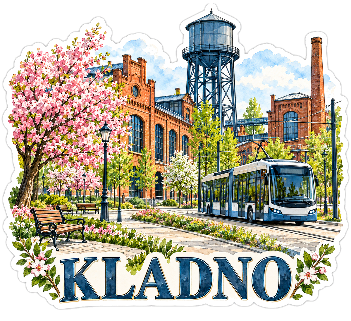 Kladno Brick Industrial Park and Spring Tram Vinyl Decal Stickers