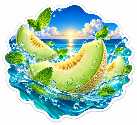 Honeydew Melon Ocean Sunrise Art Vinyl Decal Stickers