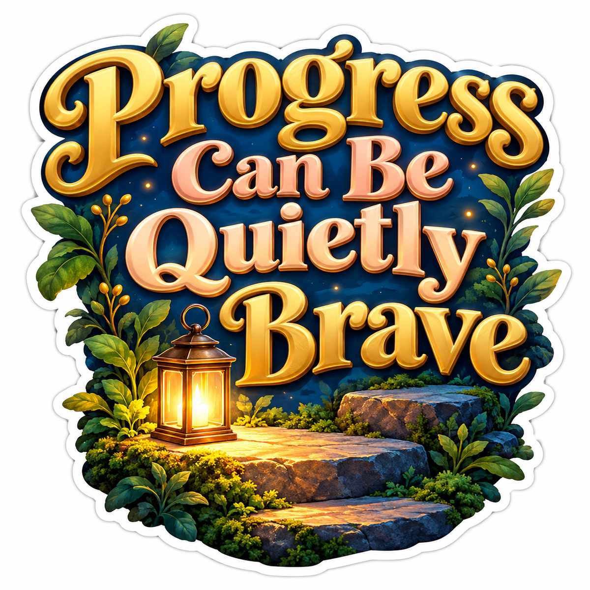 Progress Can Be Quietly Brave Lantern Path Vinyl Decal Stickers