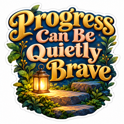 Progress Can Be Quietly Brave Lantern Path Vinyl Decal Stickers