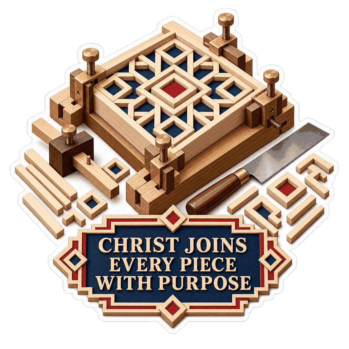 Wooden Geometric Joinery Christ Art Vinyl Decal Stickers