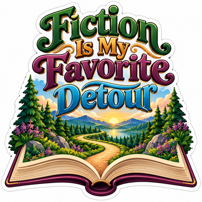 Fiction Is My Favorite Detour Forest Book Vinyl Decal Stickers