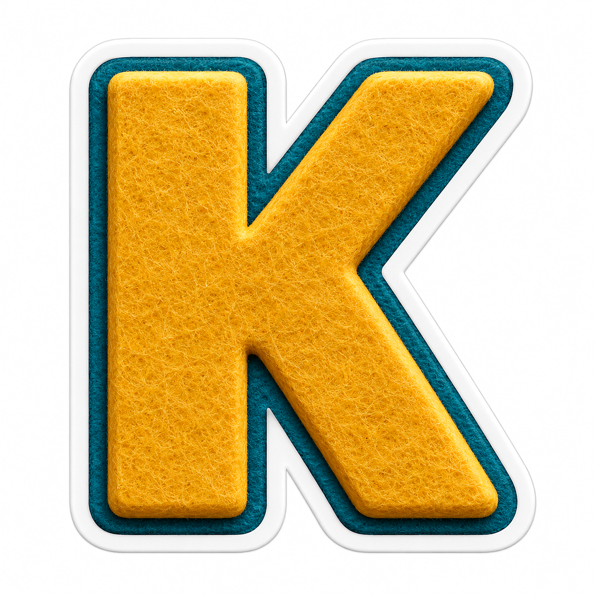 Mustard Felt Texture Teal Border Letter K Vinyl Decal Stickers