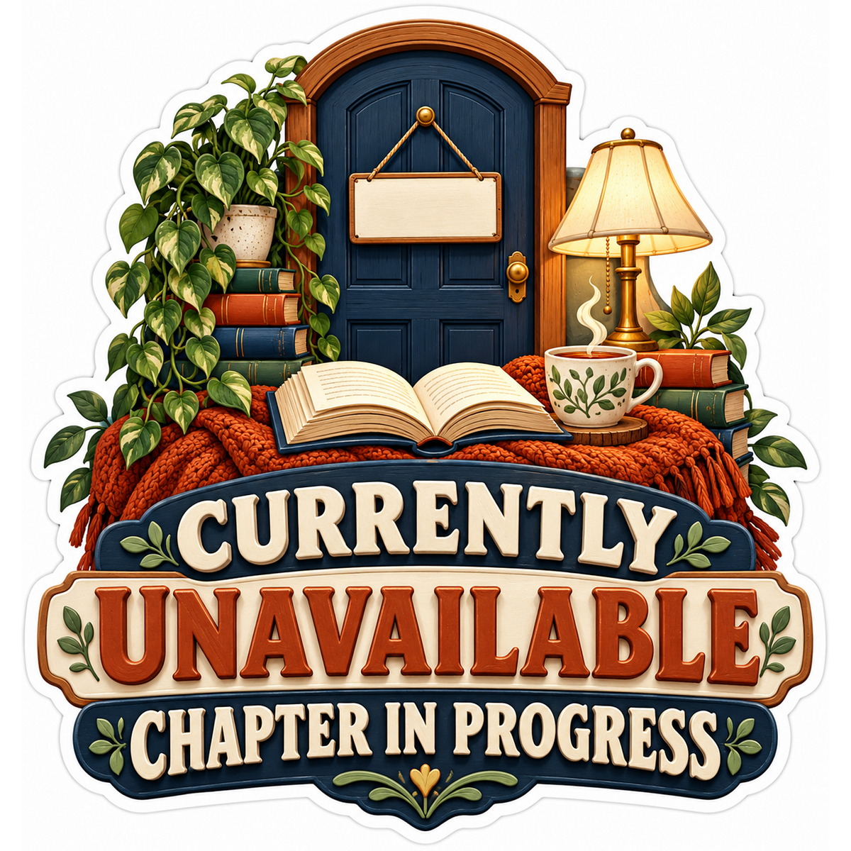 Blue Door Chapter in Progress Quote Art Vinyl Decal Stickers