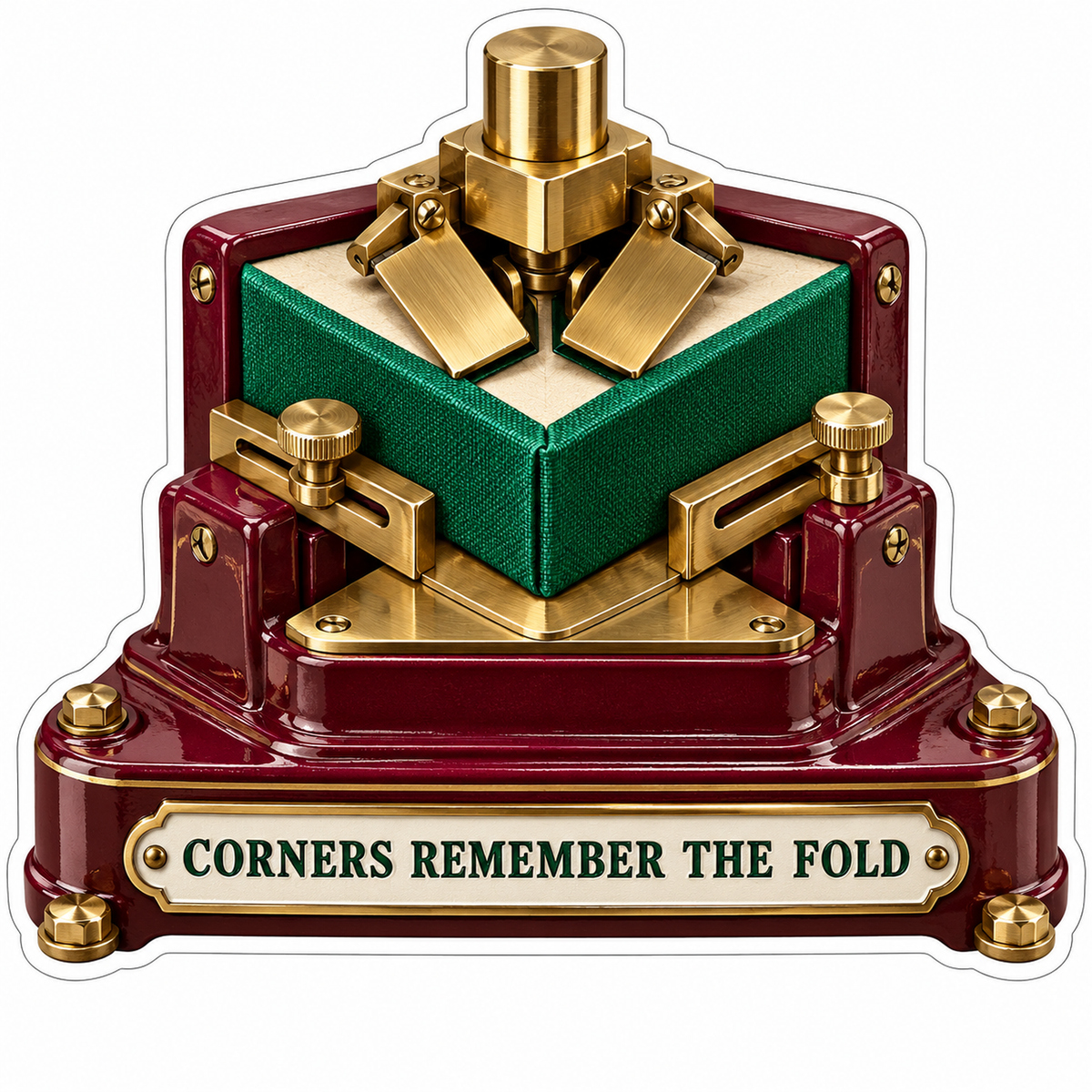 Brass Corner Press Over Green Square Block Art Vinyl Decal Stickers