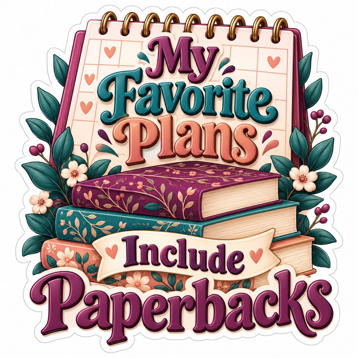 Calendar and Paperback Plans Quote Vinyl Decal Stickers