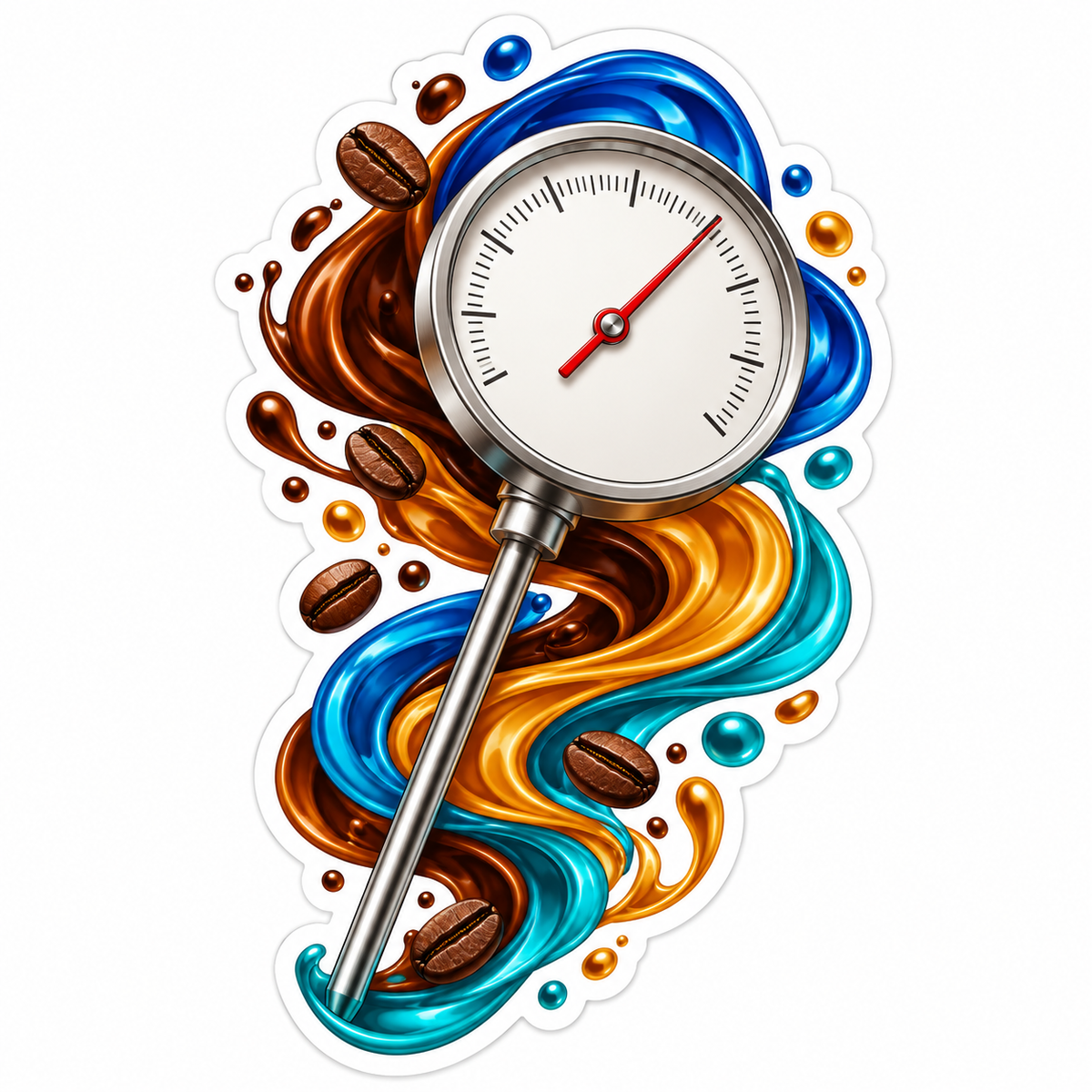 Silver Dial Coffee Beans Color Swirl Art Vinyl Decal Stickers