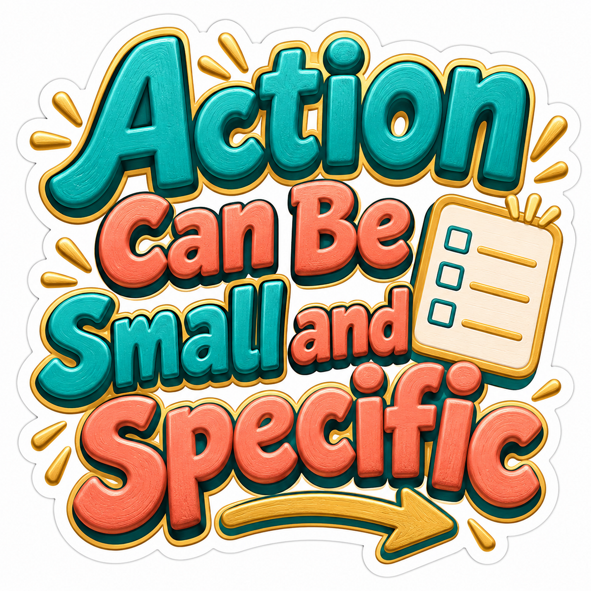 Action Can Be Small and Specific Quote Art Vinyl Decal Stickers