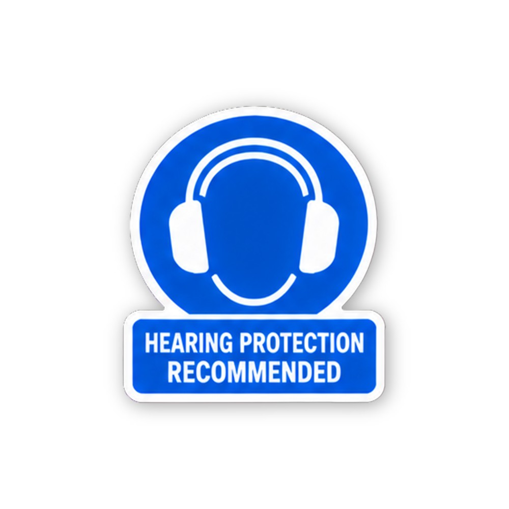 Blue White Earmuff Text Tab Circle Vinyl Decal Stickers
