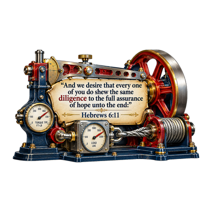 Red Flywheel Machine with Scripture Plaque Vinyl Decal Stickers