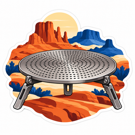 Silver Camping Plate Desert Landscape Vinyl Decal Stickers