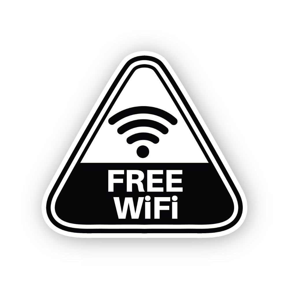 Black Free Wireless Signal Rounded Triangle Vinyl Decal Stickers