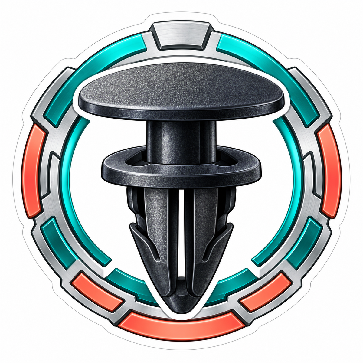 Black Push Fastener in Teal Coral Ring Vinyl Decal Stickers