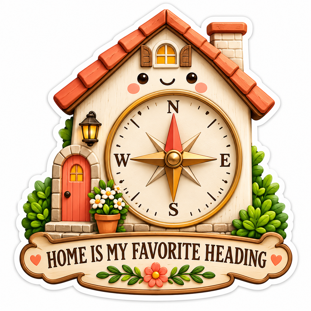 Home Is My Favorite Heading Cottage Compass Vinyl Decal Stickers