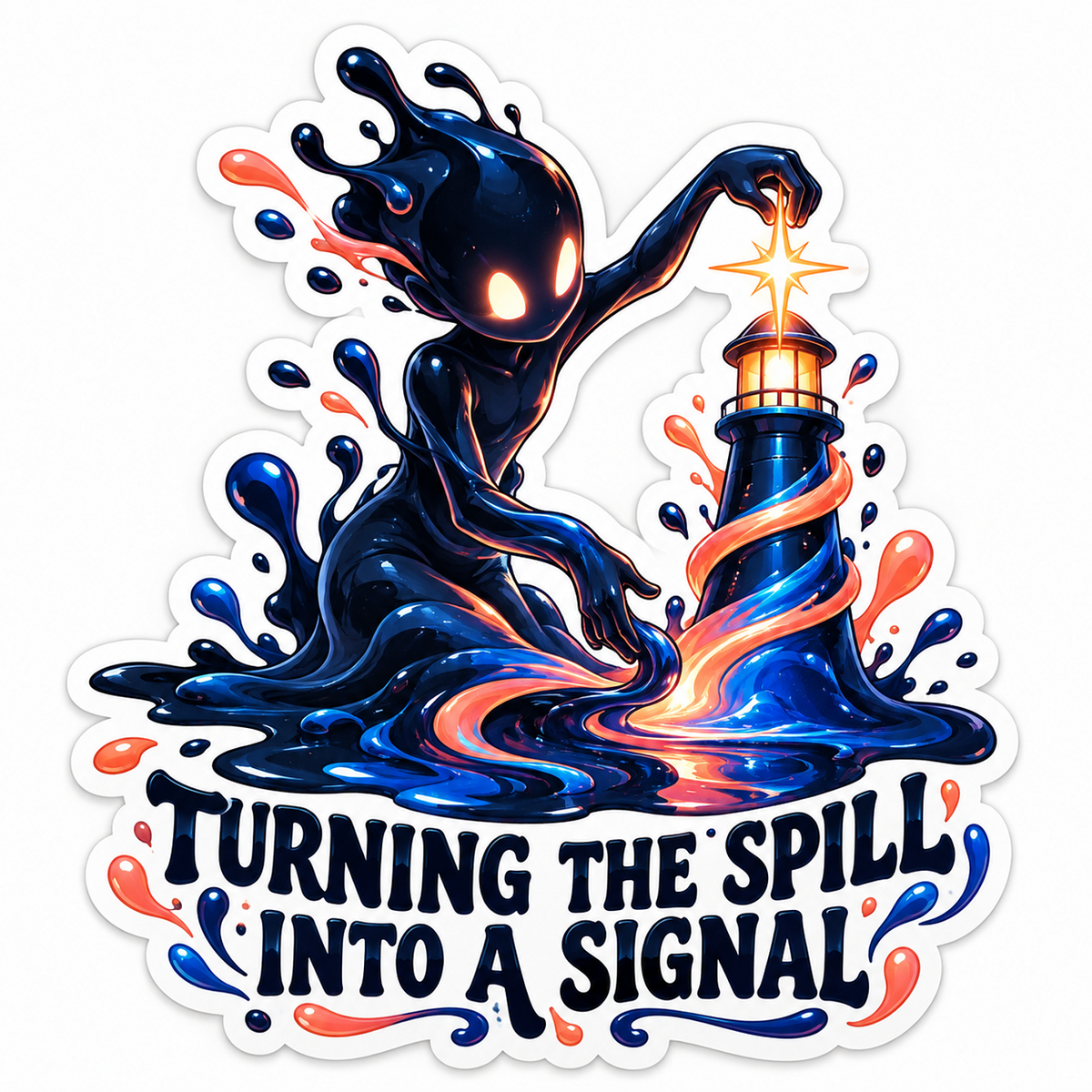 Blue Ink Spirit Lighting a Striped Beacon Vinyl Decal Stickers